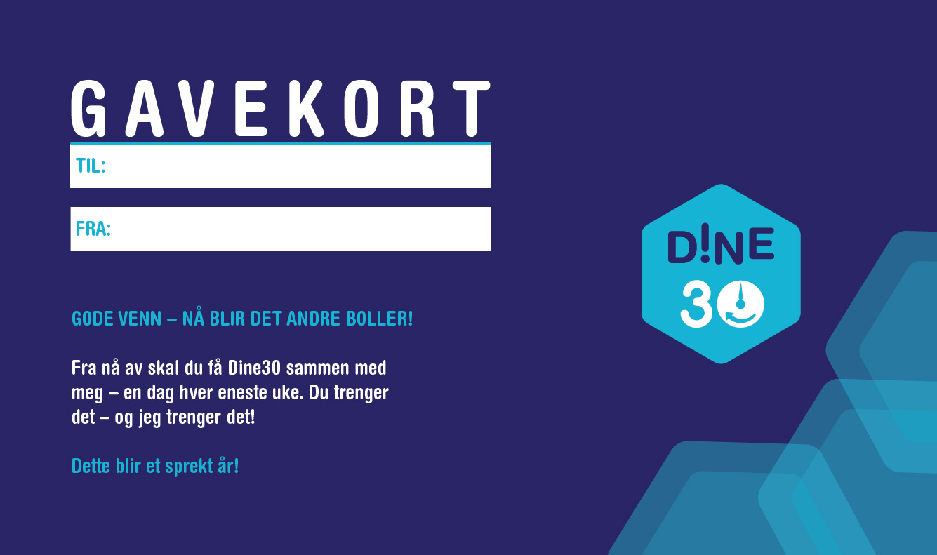 Gavekort fra Helsedirektoratet med aktive 30 minutter